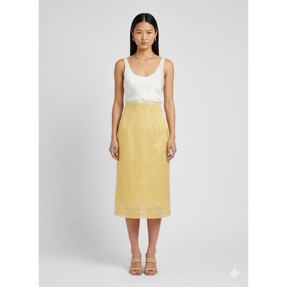 Jil Sander Jacquard Midi Skirt Yellow Giallo Paisley Print Size Small US Small - Picture 1 of 8